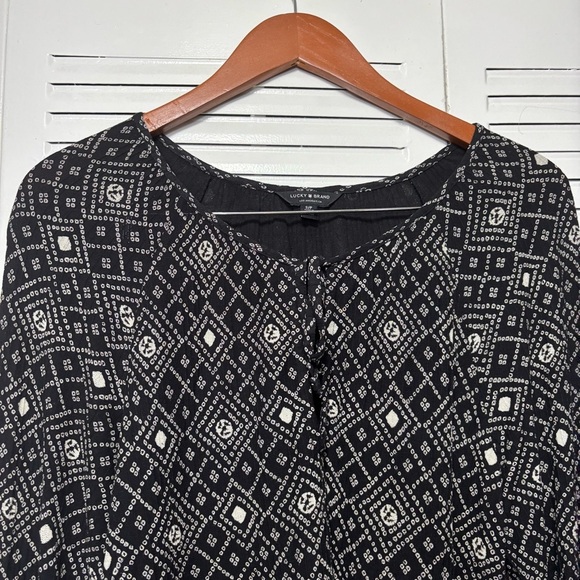 Lucky Brand Womens Small Multicolor Gauze Boho Print Long Sleeve Blouse Size S - Picture 2 of 7
